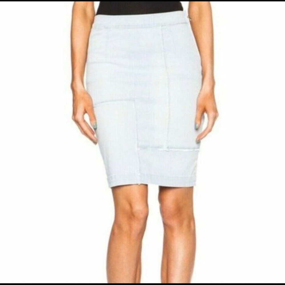 FRAME Denim Patchwork Midi Pencil Skirt, Size 25